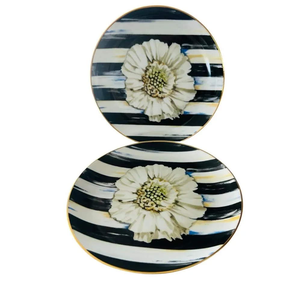 MacKENZIE CHILDS THISTLE AND BEE THE BRIDE SALAD PLATE Set Of 2